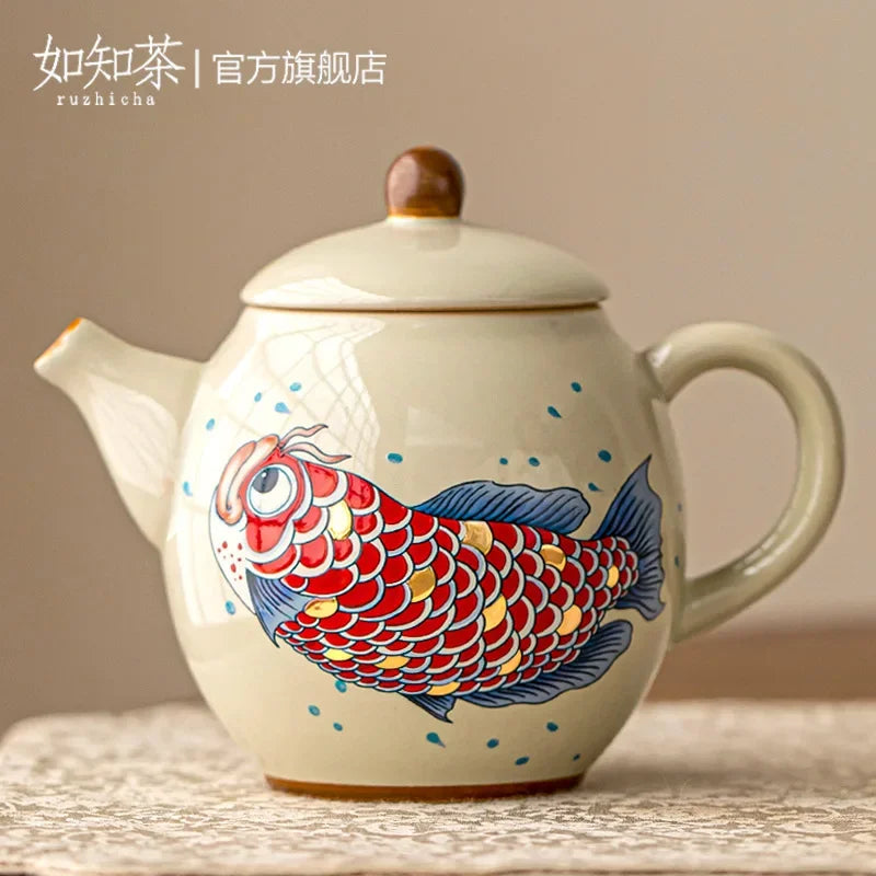 Théière kung fu céramique arowana rétro 150ml individuelle - vue 3 sur 7