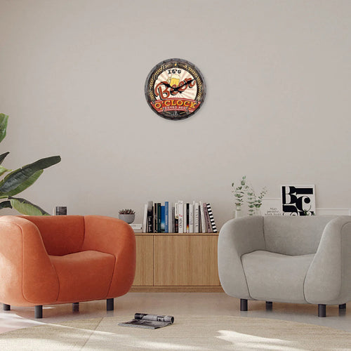 horloge murale en bois rétro motif bouchon de bouteille décorative - vue 2 sur 7