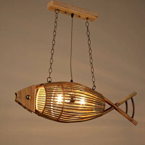 applique murale décorative rétro en bambou tissé poisson pour café et hôtel - vue 7 sur 8