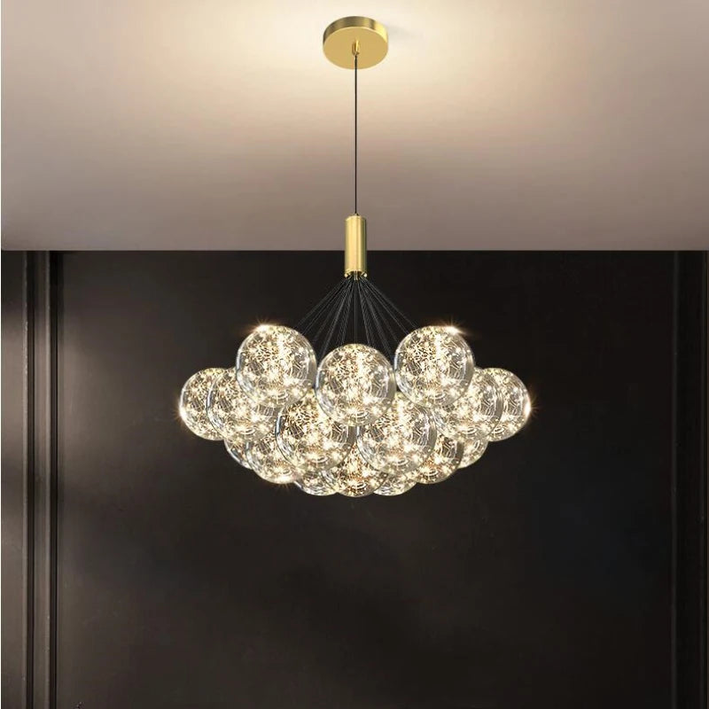 lustre boule à bulles en verre pour éclairage romantique moderne - vue 5 sur 11