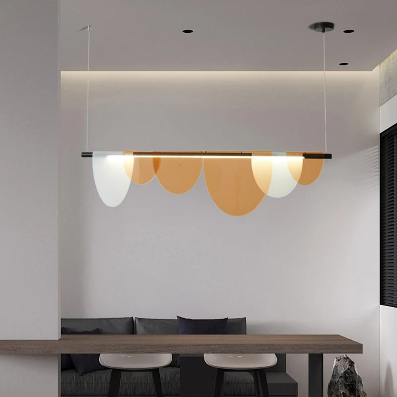lustre led moderne demi-cercle minimaliste luminaire suspendu - vue 6 sur 12