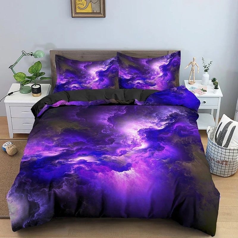 housse de couette galaxy space univers psychédélique taille queen