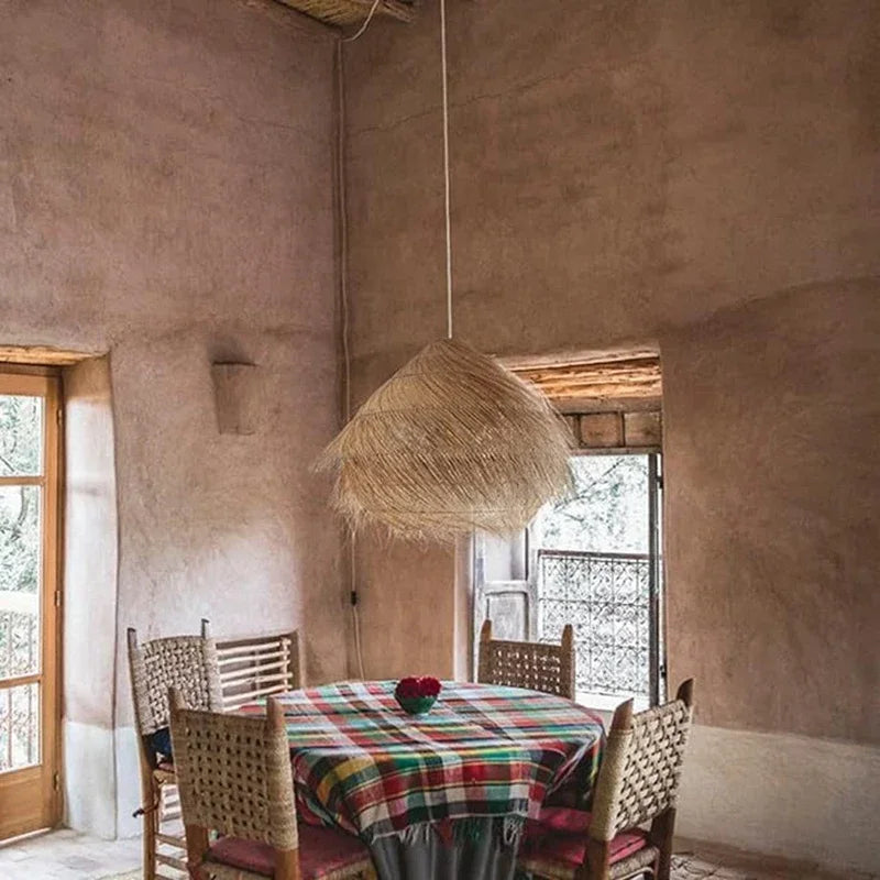 suspension vintage en rotin pour ambiance chaleureuse artisanale - vue 3 sur 16