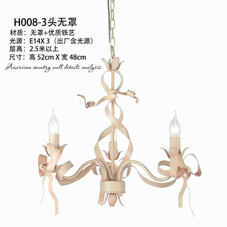 lustre en ruban rose pour chambre d'enfant élégante - vue 12 sur 14