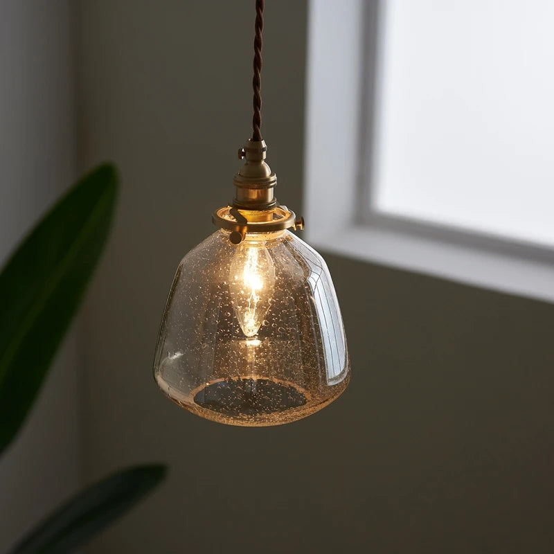 suspension en verre LED lampe à côté de la maison éclairage intérieur café chambre salon lumières cuivre nordique moderne lampe à main - vue 5 sur 12