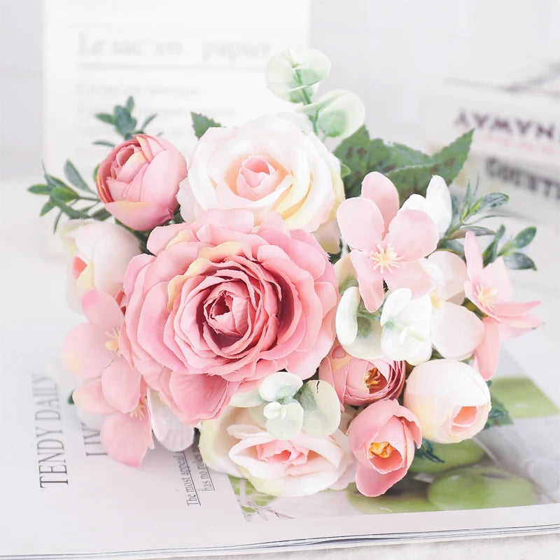 fleurs artificielles soie pivoine hortensia décoration mariage bouquet