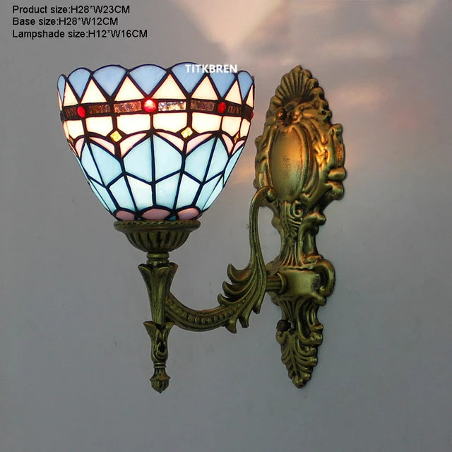 applique murale fleurs turques abat-jour baroque en verre décoratif - vue 6 sur 17
