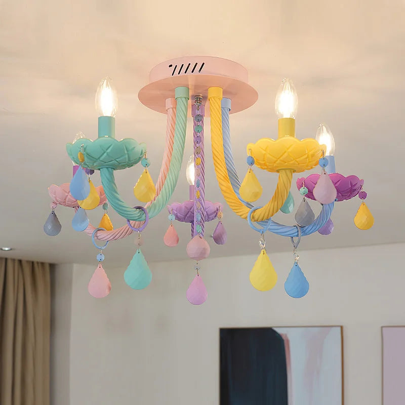 lustre arc-en-ciel pour enfants style macarone kawaii led - vue 4 sur 14