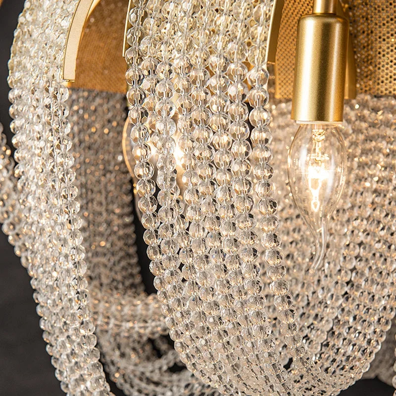 lustre à led avec pompons en cristal pour décoration intérieure - vue 6 sur 10