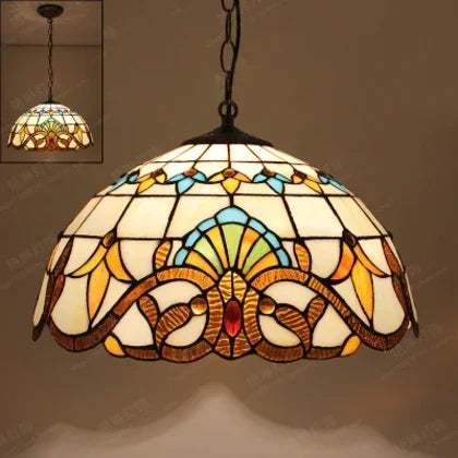 suspension tiffany en verre décorative style nordique paon faite à la main - vue 9 sur 10