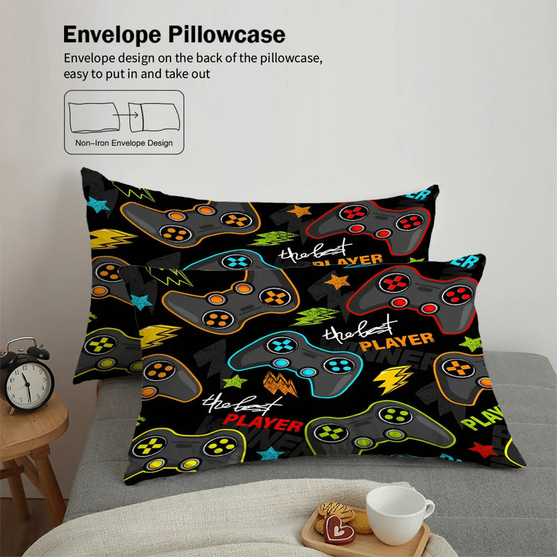 ensemble de literie manette de jeu 3 pièces pour adolescents et adultes