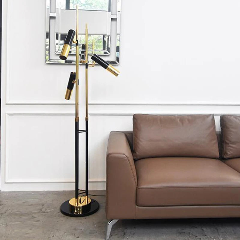 lampadaire minimaliste postmoderne en fer à trois têtes - vue 4 sur 7