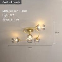 Suspension de plafond LED nordique pour salon salle à manger cuisine chambre moderne verre moléculaire suspendu lustre éclairage à la maison