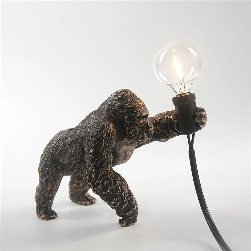 lampe à poser nordique king kong en résine personnalisable animaux - vue 13 sur 15