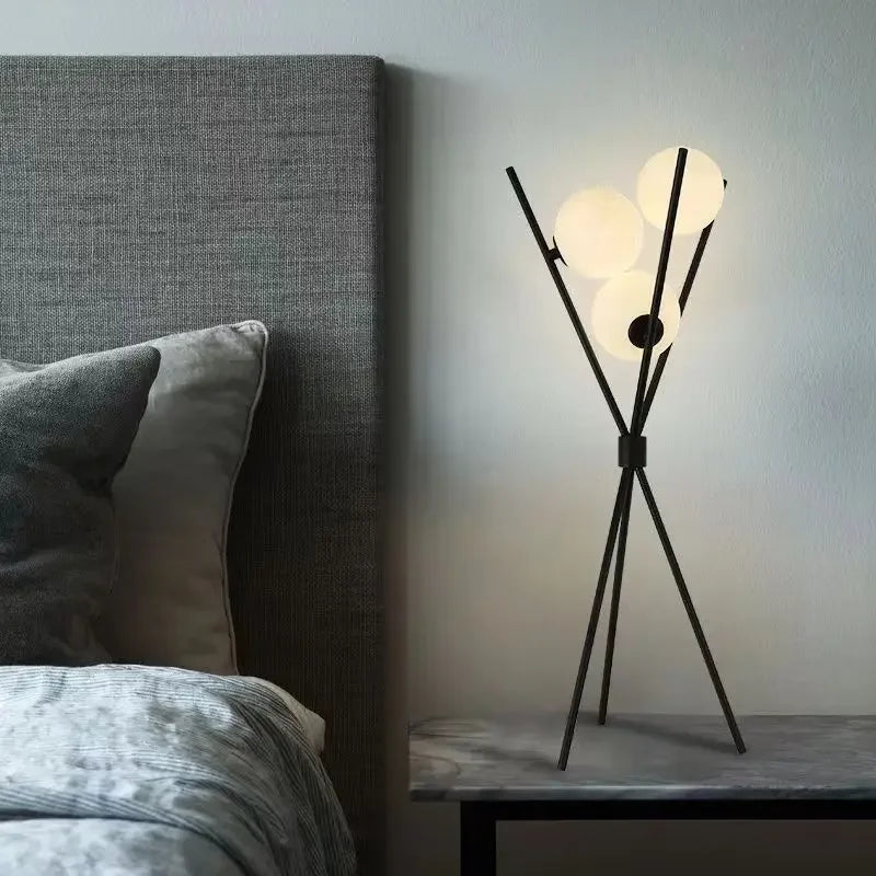Lampadaire LED lune boule de verre