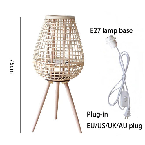 lampadaire en rotin avec chandelier et bougie électronique décorative - vue 14 sur 18