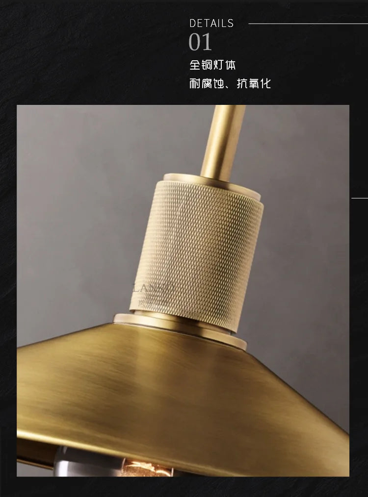 lustre rétro américain en cuivre pour bar restaurant boutique - vue 11 sur 10