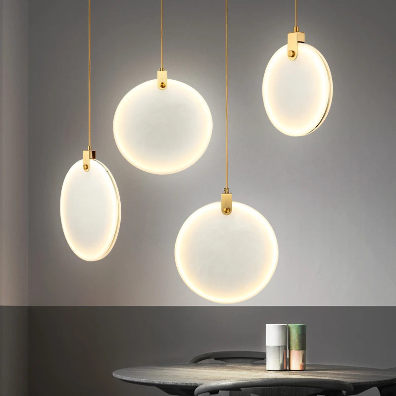lustre moderne en marbre créatif led imitation luxe - vue 4 sur 10