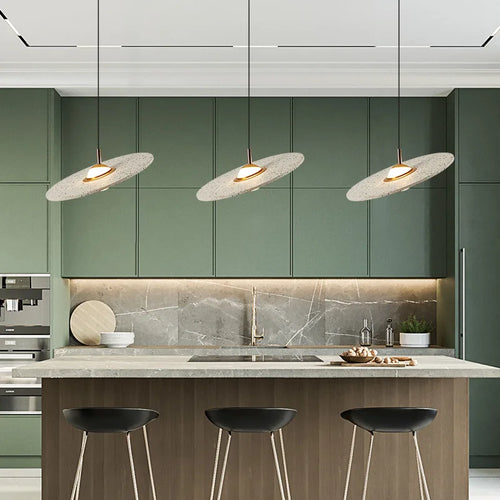 Suspension vintage en ciment terrazzo ufo led personnalisation designer
