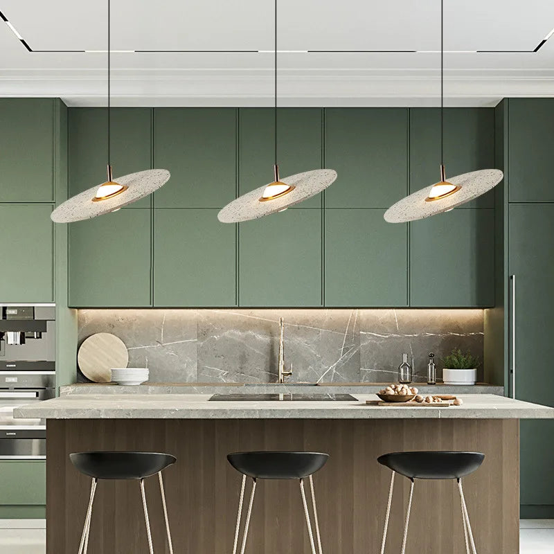 Suspension vintage en ciment terrazzo ufo led personnalisation designer - vue 8 sur 10