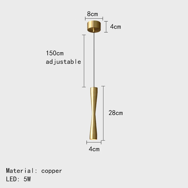 suspension LED design moderne cordon cuivre réglable 3 modifiables - vue 8 sur 8