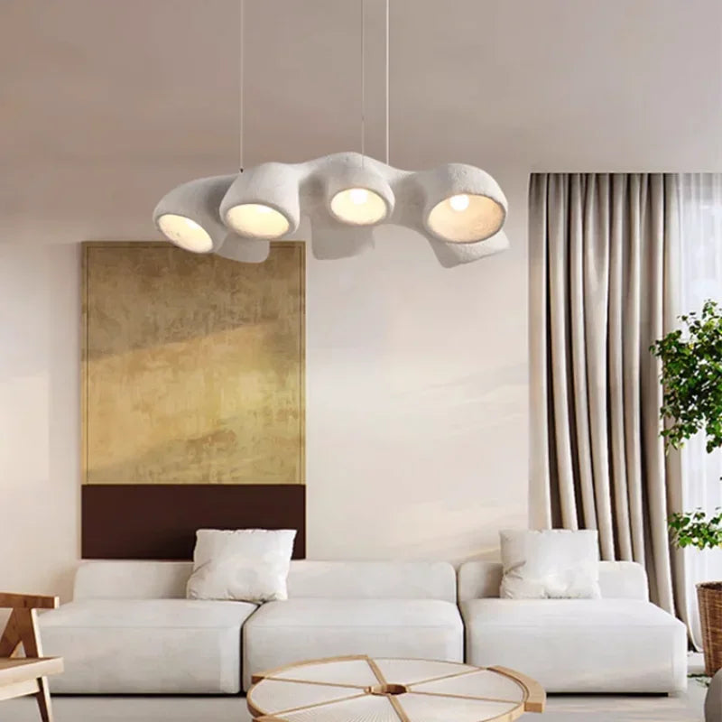 lustre de style wabi-sabi japonais led pour villa clubhouse duplex - vue 6 sur 9