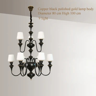 lustre à led en cuivre noir pour décoration d'hôtel élégant - vue 19 sur 22