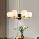 suspension nordique luxe en cuivre doré avec boules de verre blanches