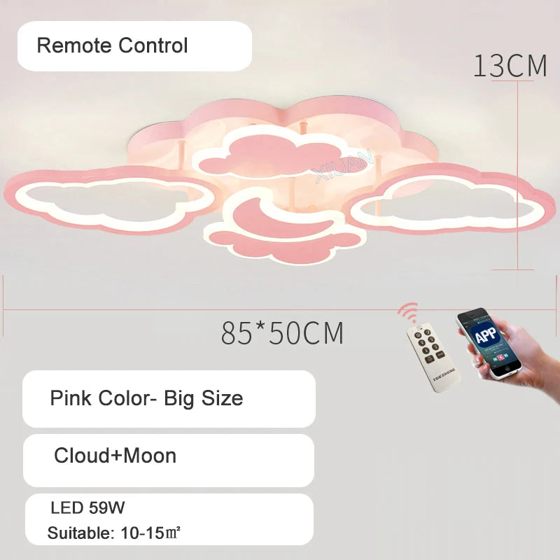 lustre led moderne en forme de lune étoile nuage pour enfants - vue 19 sur 25