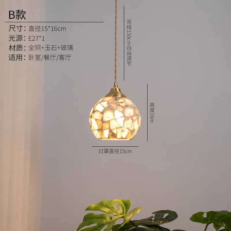 lustre en verre coquillage pour un décor bohème nordique - vue 8 sur 9