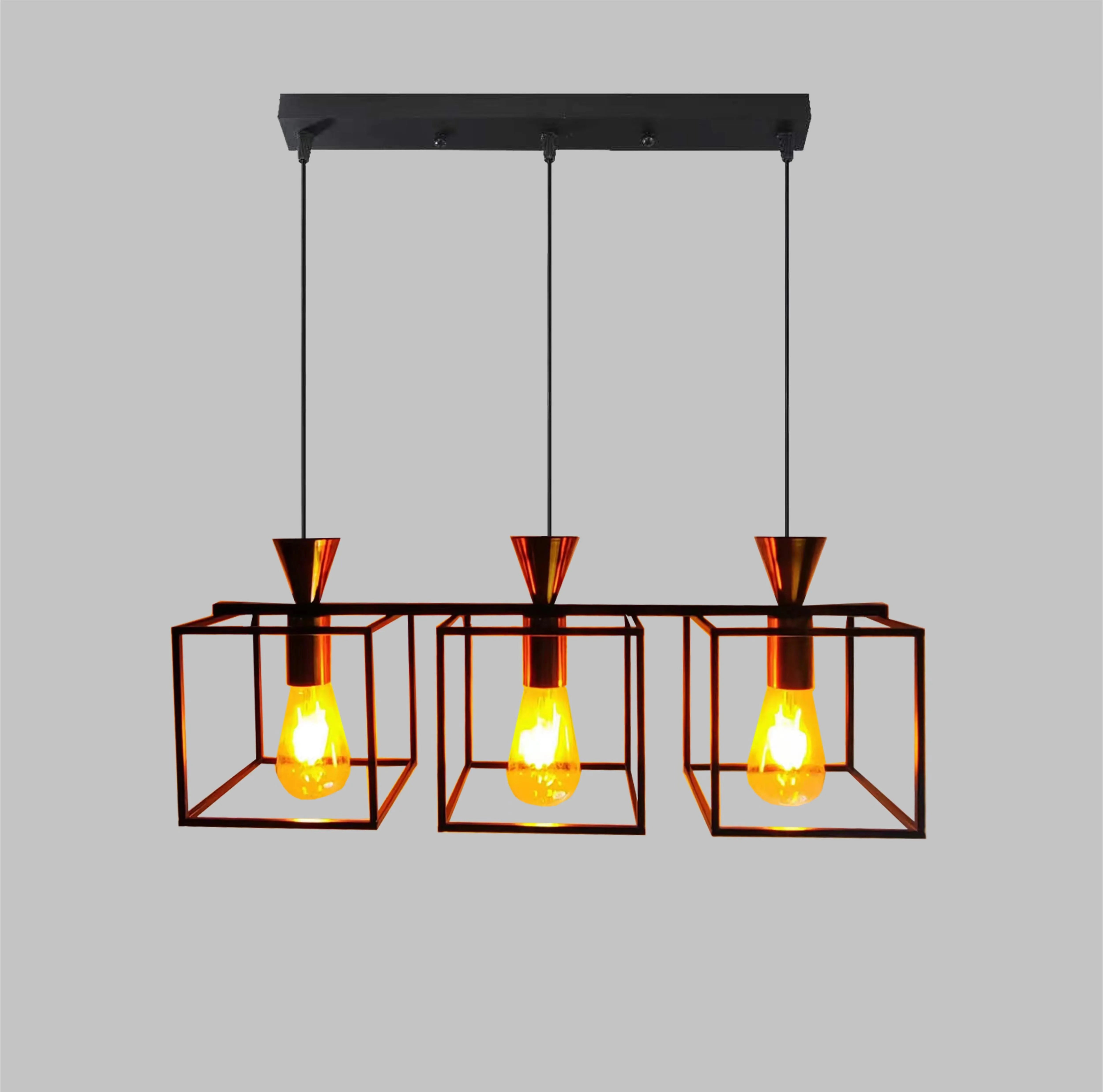 Loft Industrial Style Hexagonal Iron Art Dining Room Chandelier Retro Living Room Bedroom Lamp Bar Edison Creative Lamps - vue 5 sur 16