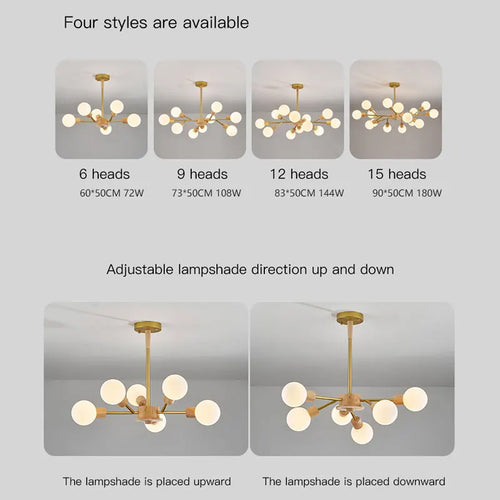 lustre à led en bois nordique pour décoration intérieure moderne - vue 5 sur 9