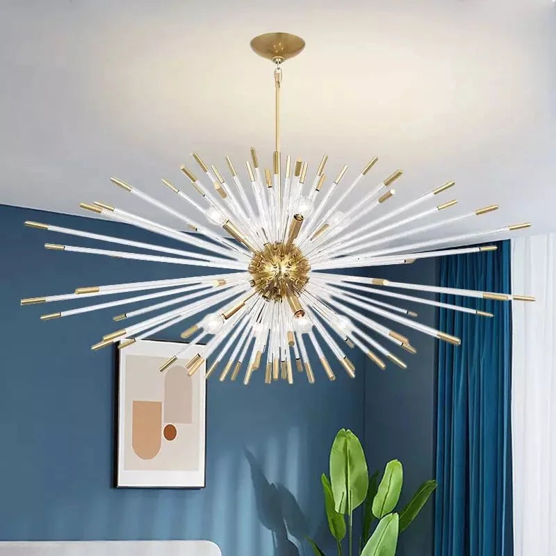 lustre de luxe design cristal pissenlit led pour décoration intérieure