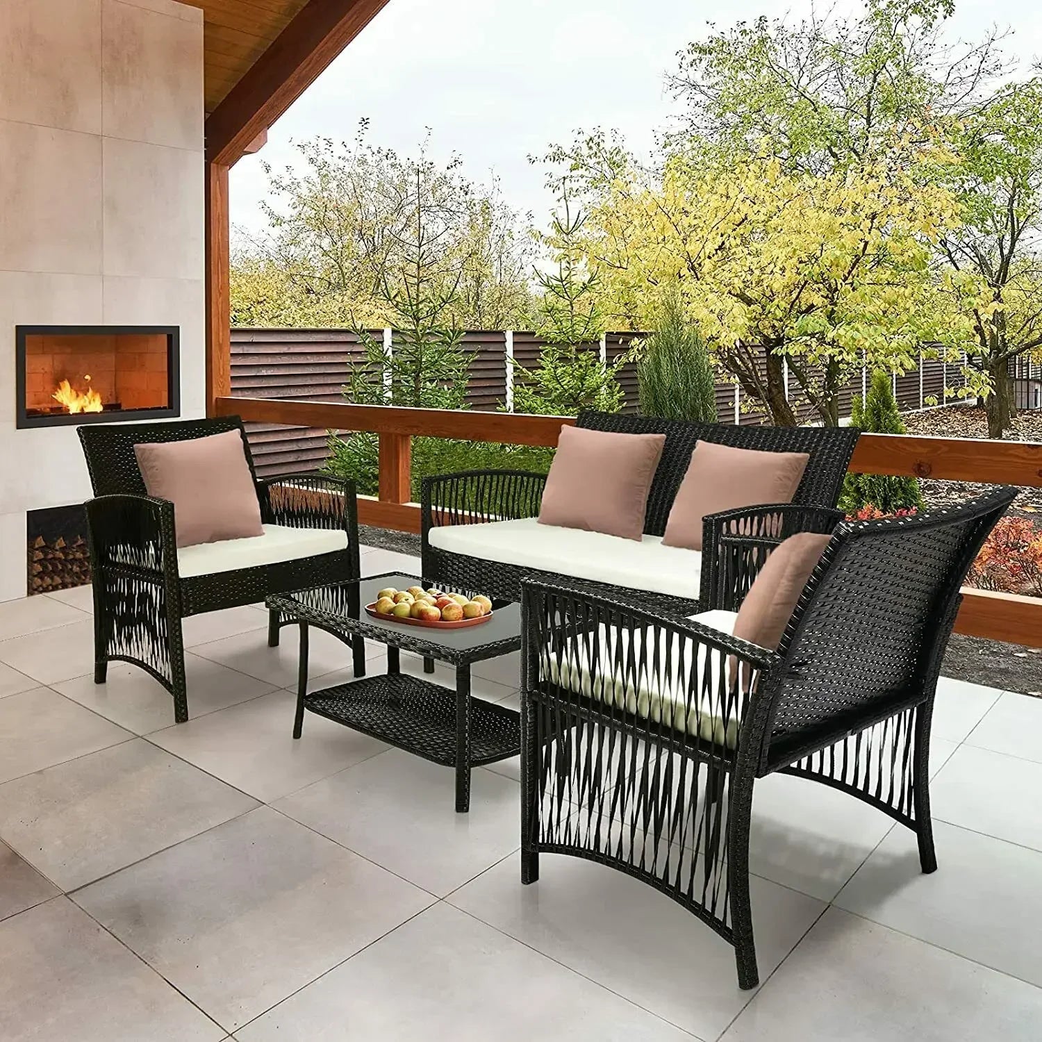 ensemble moderne de mobilier de jardin en rotin - vue 9 sur 8