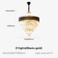 Lustre en Cristal de salon de luxe moderne Lustre en Cristal noir de haute qualité lampe en Cristal LED suspendue