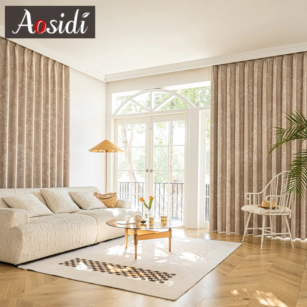 Rideau occultant motif feuilles style moderne chambre salon - vue 3 sur 9
