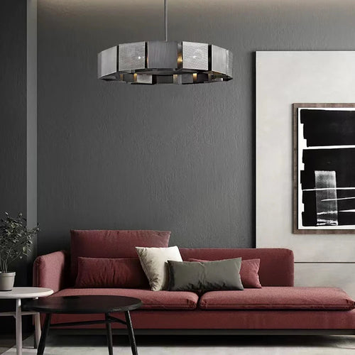 Lustres de plafond en métal noir de Style industriel nouvelle lampe suspendue LED postmoderne pour plafond décor à la maison Lustre pour salon - vue 5 sur 9