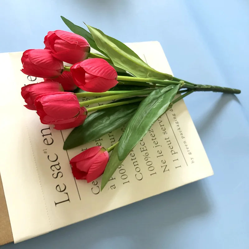 bouquet de tulipes artificielles pour mariage et décoration intérieure - vue 8 sur 11