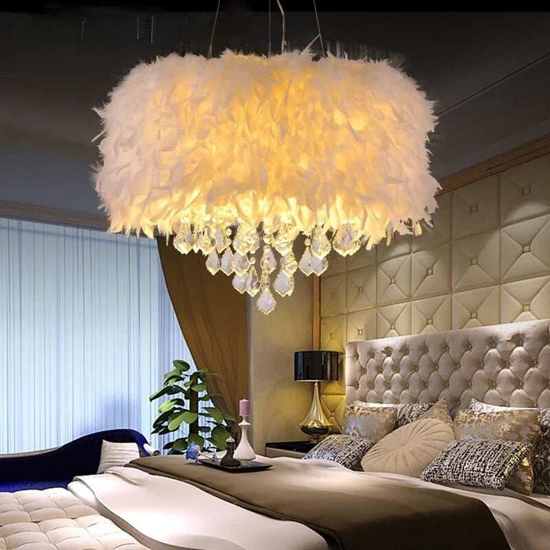 lustre créatif simple plume led net romantique populaire