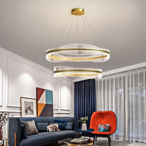 lustre moderne suspendu en or design nordique éclairage intérieur - vue 4 sur 12