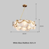 lustre moderne en verre doré pour décoration élégante