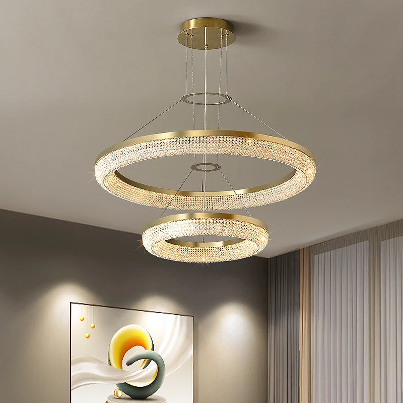 lustre en cristal rond design nordique pour décoration intérieure - vue 4 sur 12