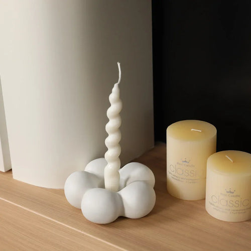 bougeoir en céramique chandelier en forme de fleur décoratif et pratique - vue 4 sur 10