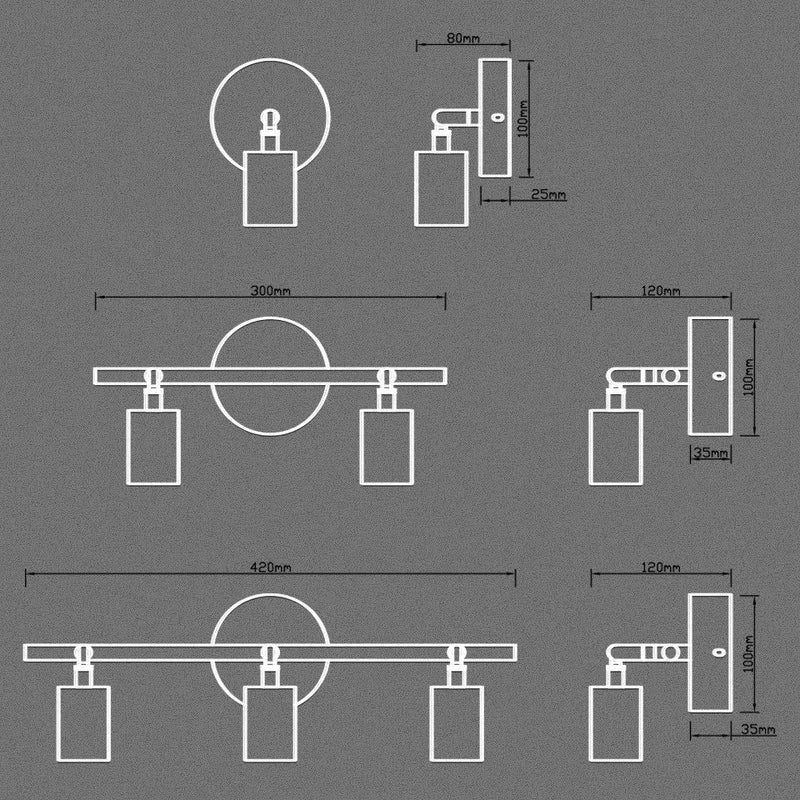 applique murale industrielle rétro multi-têtes minimaliste led
