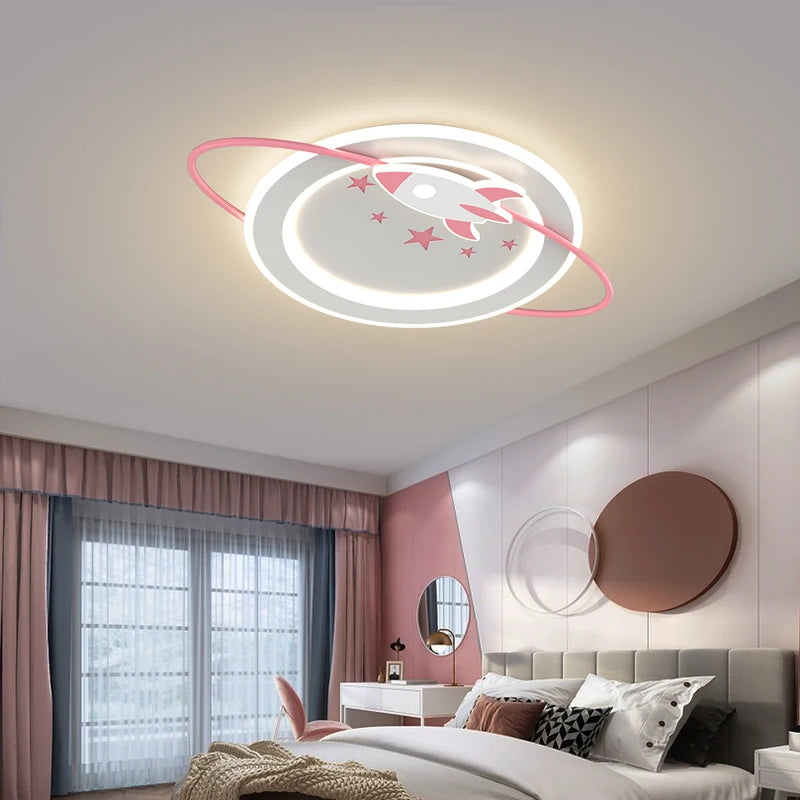 plafonnier led suspendu planète intelligente design minimaliste protection yeux enfant - vue 5 sur 19