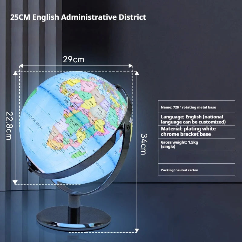 globe terrestre rotatif éducatif lumineux en anglais pour géographie - vue 13 sur 18