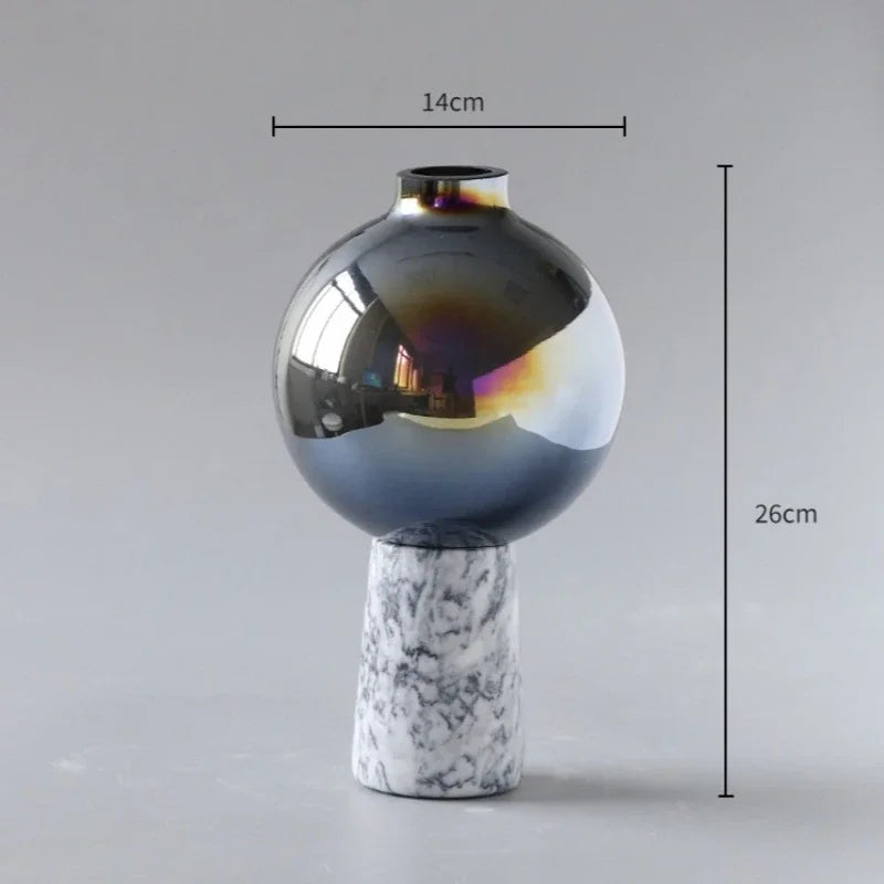 vase en verre marbré style chinois pour décoration intérieure élégante - vue 6 sur 8