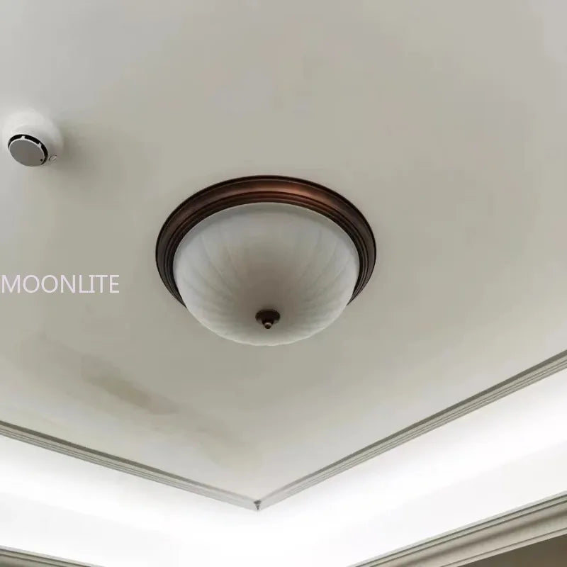 Plafonnier rond or/noir/Bronze plafonnier verre dépoli pour couloir salon cuisine LED lumineuse éclairage 110/220V - vue 6 sur 18