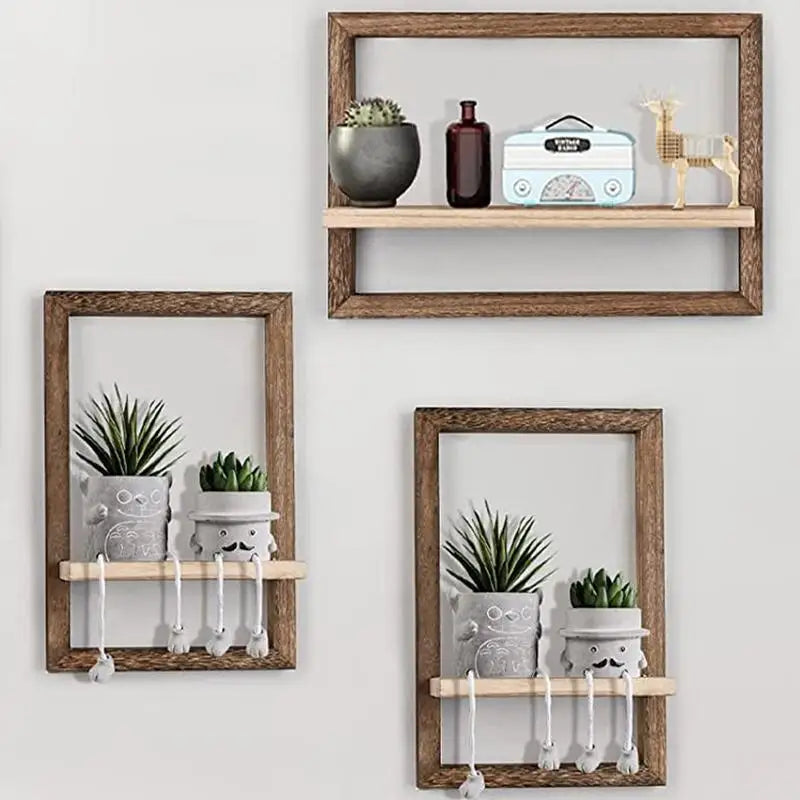 étagère murale flottante en bois design géométrique pour rangement intérieur - vue 4 sur 6