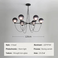 lustre nordique boule en verre style industriel rétro